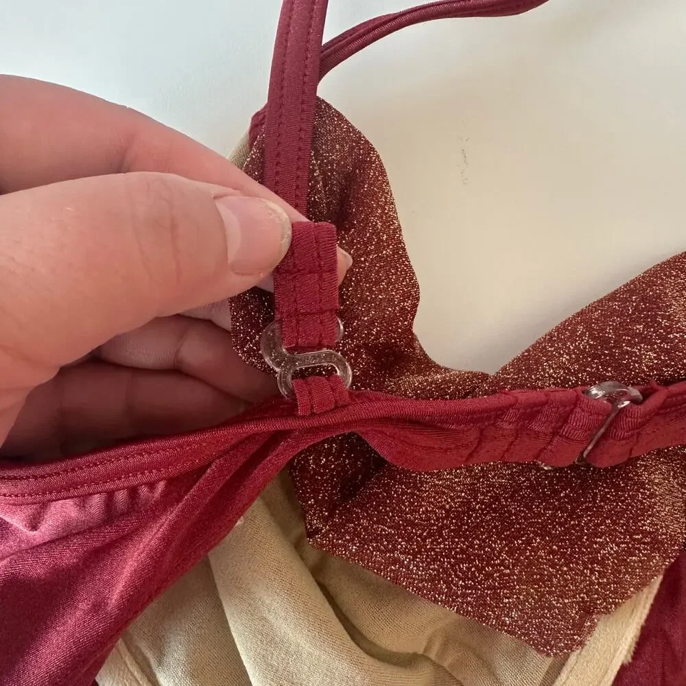 Sun Streak by Newport News NWT Bikini Top Size 12 Shimmer Summer Beach Vacation